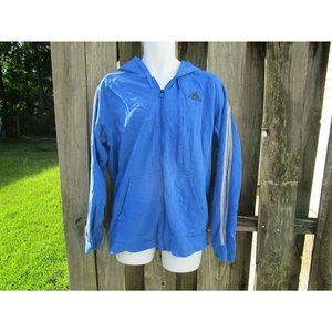 Adidas Essentials 3-Stripes Hoodie Men's Blue/Gray Medium Full Zip Jacket Pocket